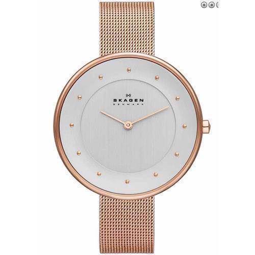 Image of Skagen quarts dameur i rosa forgyldt rustfri stål